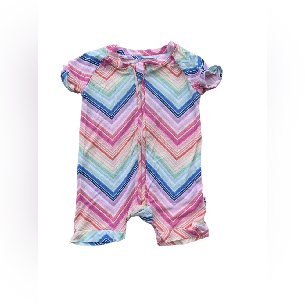 Little Sleepies Size 0-3 Months Rainbow Chevron Bamboo Shorty Pajamas Romper